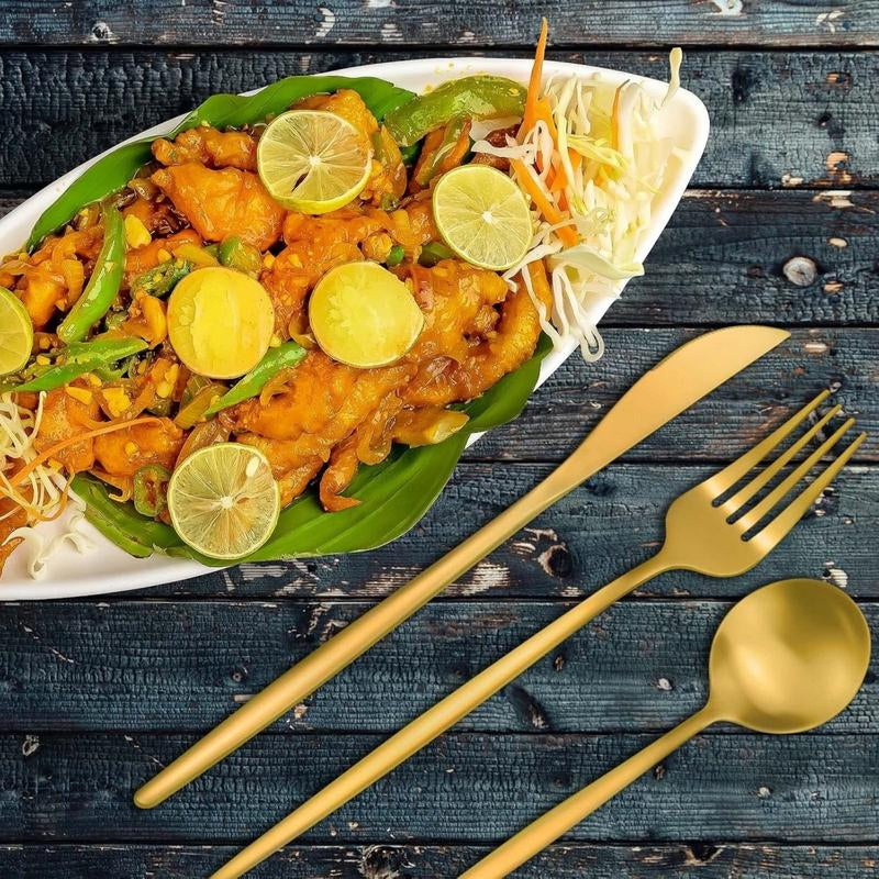 20 Piece Gold Silverware Set, Stainless Steel Flatware Set for 4 Food Grade Cutlery Utensil Set Include Knife Fork Spoon Mirror Polished Dishwasher Safe