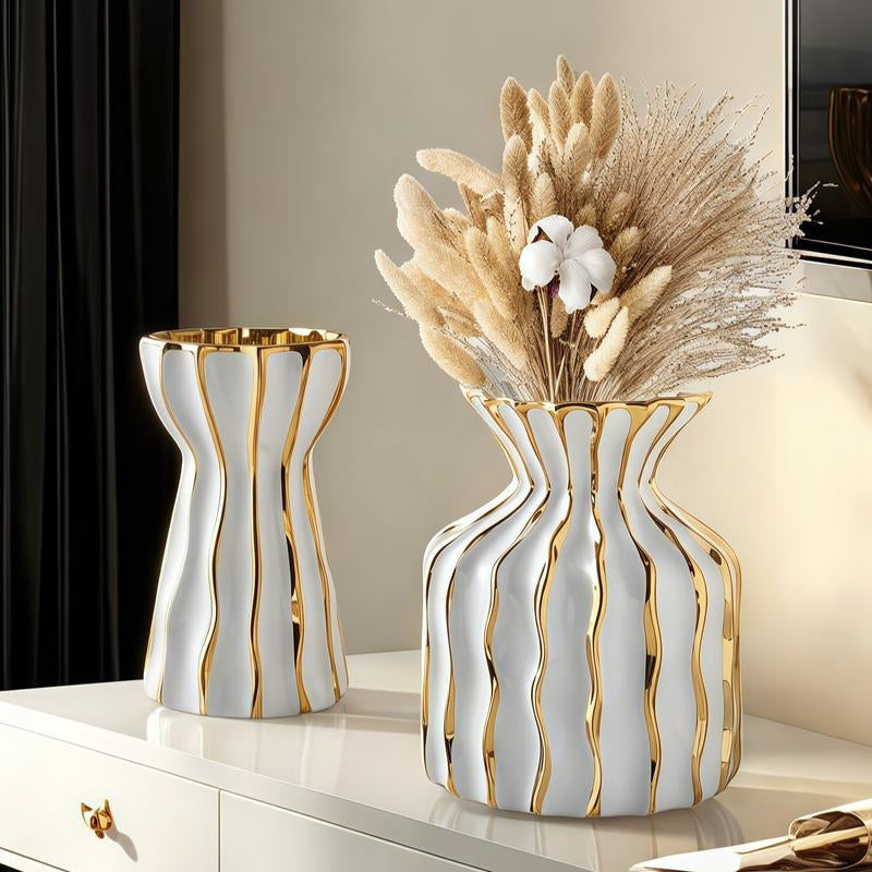 1PC Ceramic High-End Minimalist Style Concave Convex Curved Vase Is Suitable for Office Desktop Flower Arrangement Vase, Living Room Flower Arrangement Decoration, TV Cabinet Beautiful Vase Decoration Decorative Vase