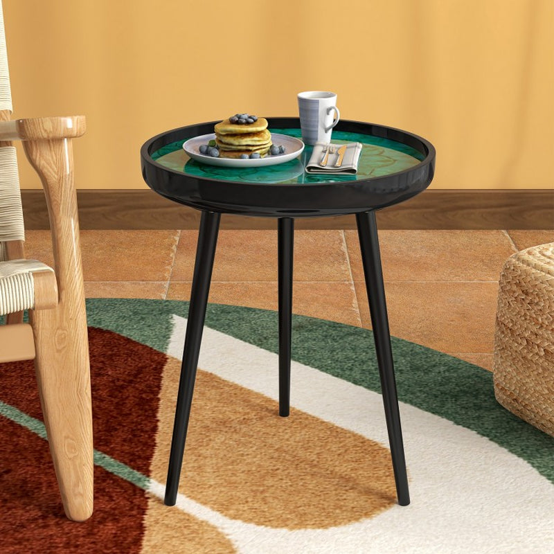 16/20 Inch Mid-Century Modern Coffee End Table with Sea Shell Decoration-Green