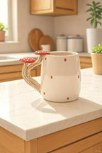 Handmade Ceramic Mug with Mushroom Handle 400Ml Rustic Forest-Inspired Design