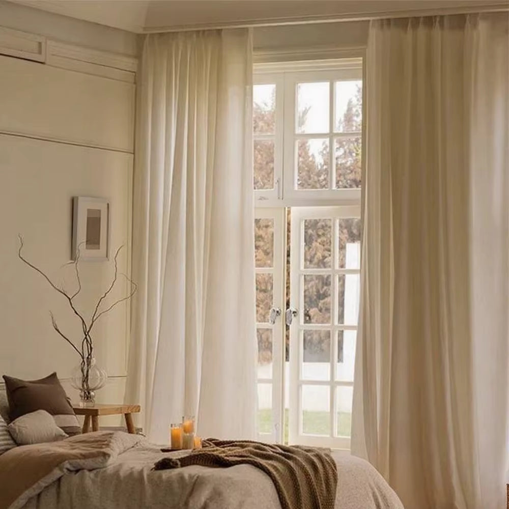 Natural Linen Japanese Home Door Curtain, Elegant Home Decor, Light Filtering Window Divider for Living Room & Bedroom