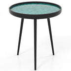 16/20 Inch Mid-Century Modern Coffee End Table with Sea Shell Decoration-Green