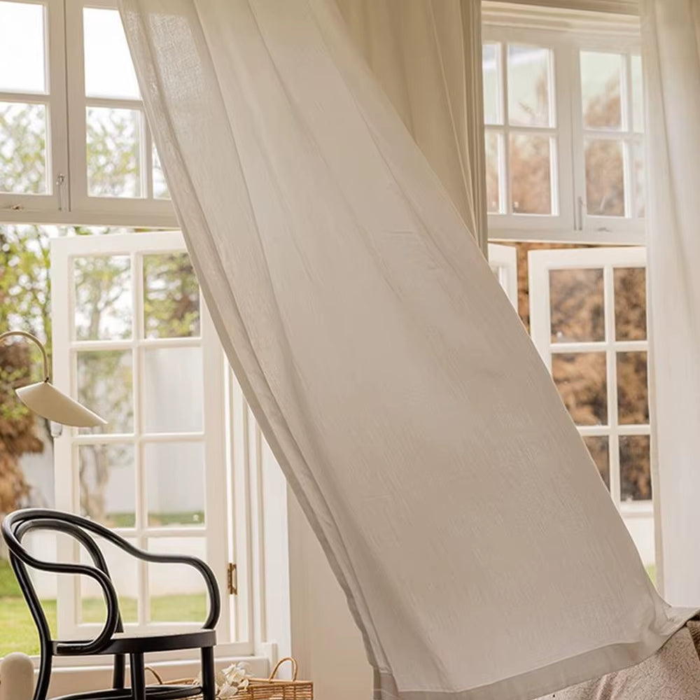 Natural Linen Japanese Home Door Curtain, Elegant Home Decor, Light Filtering Window Divider for Living Room & Bedroom