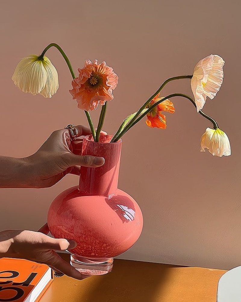 Retro Color Glazed Decorative Vase - Unique Glass Vase Decor