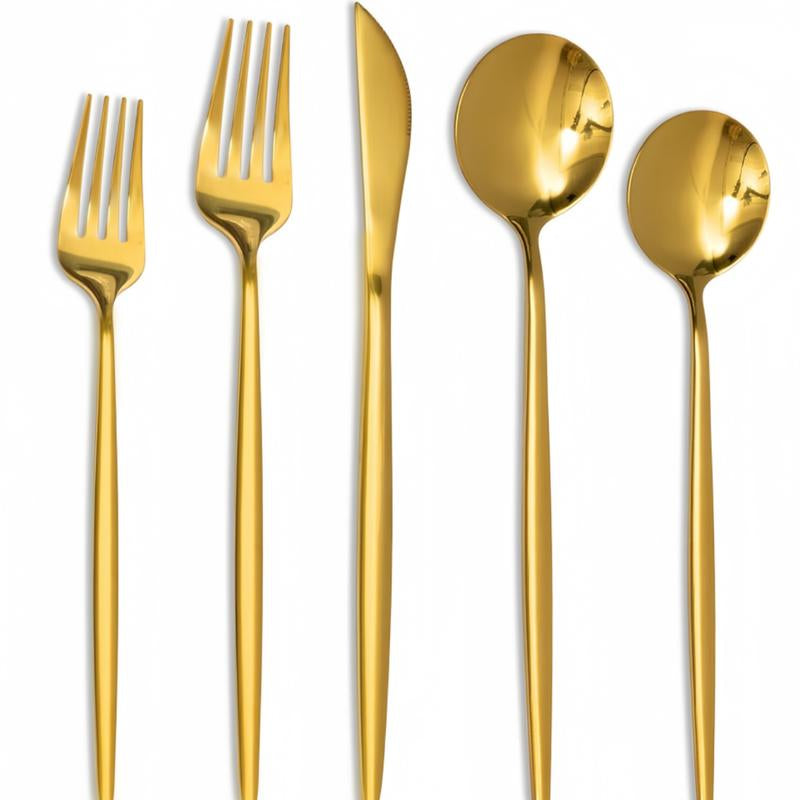 20 Piece Gold Silverware Set, Stainless Steel Flatware Set for 4 Food Grade Cutlery Utensil Set Include Knife Fork Spoon Mirror Polished Dishwasher Safe