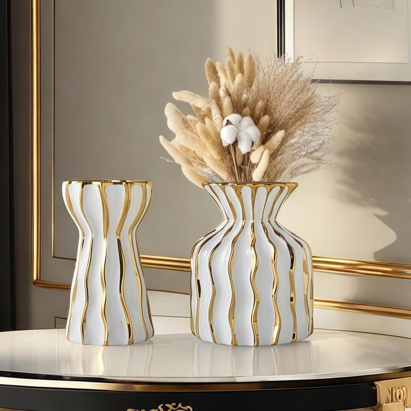 1PC Ceramic High-End Minimalist Style Concave Convex Curved Vase Is Suitable for Office Desktop Flower Arrangement Vase, Living Room Flower Arrangement Decoration, TV Cabinet Beautiful Vase Decoration Decorative Vase