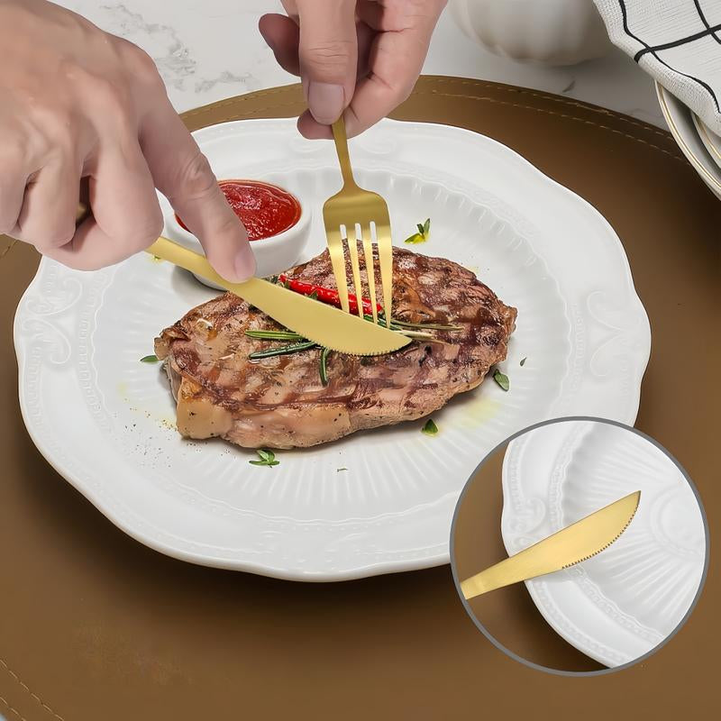 20 Piece Gold Silverware Set, Stainless Steel Flatware Set for 4 Food Grade Cutlery Utensil Set Include Knife Fork Spoon Mirror Polished Dishwasher Safe