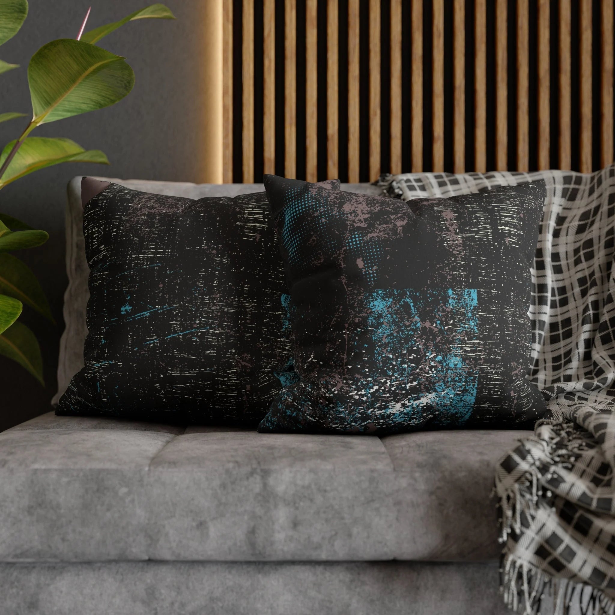 Premium Faux Suede Square Pillow BLAU from Minimal by Queennoble