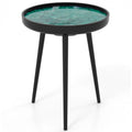 16/20 Inch Mid-Century Modern Coffee End Table with Sea Shell Decoration-Green