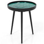 16/20 Inch Mid-Century Modern Coffee End Table with Sea Shell Decoration-Green