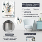 White Gold Hydrangea Blooms Heaven II - Floral Metal Wall Art Set